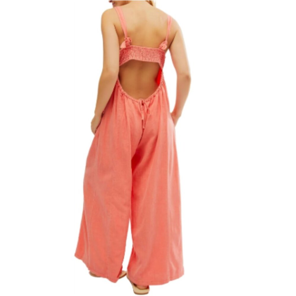 free people drifting dreams one-piece jumpsuit in radiant watermelon